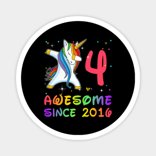 Awesome Since 2016 Birthday Unicorn Dabbing Gift 4 Years Old Magnet